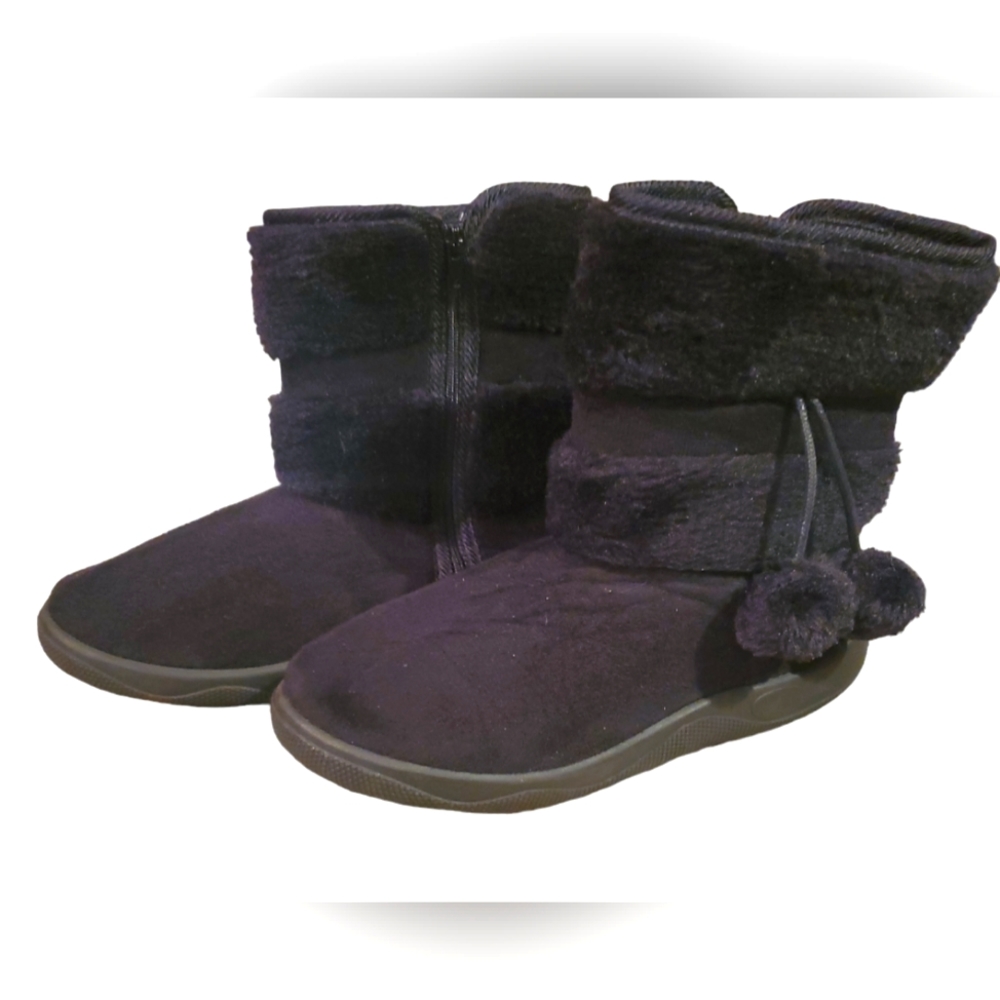 Black fur ankle‎ boots, Girls, Size 3